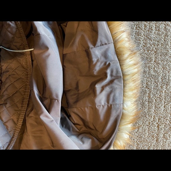 Ivanka Trump Brown Polyester Women's Faux Fur Hood Zip Quilted Hooded Jacket Xs! - Picture 15 of 16